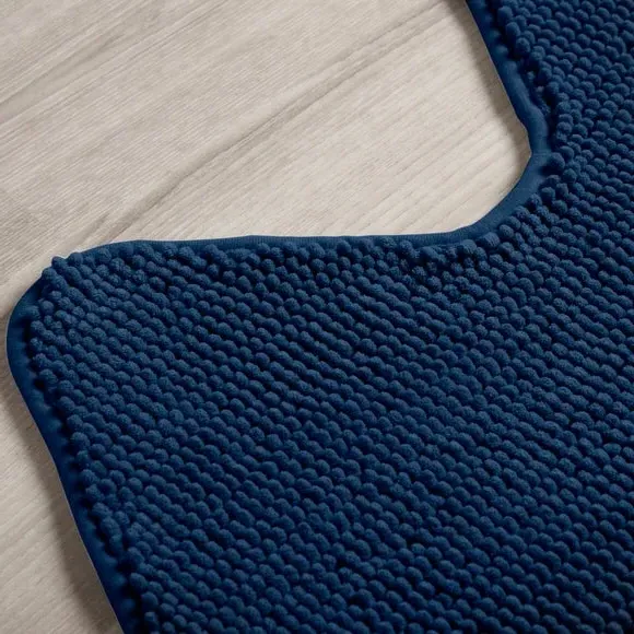 L-Shaped Bath Mat with Slip-Resistant - Navy