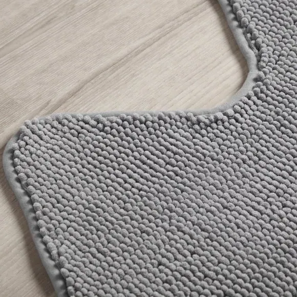 L-Shaped Bath Mat with Slip-Resistant - Silver
