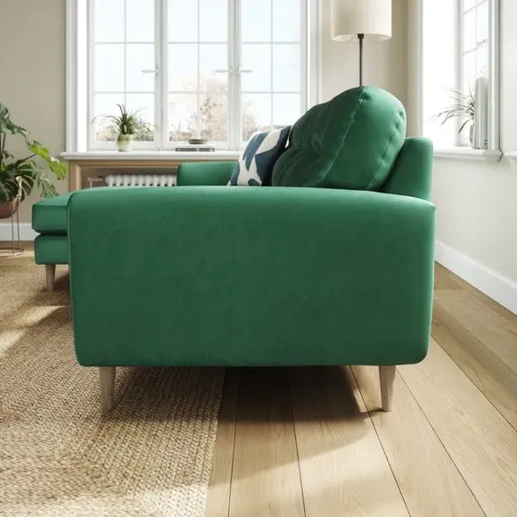 L-Shaped Corner Chaise Sofa - Bottle Green, Velvet