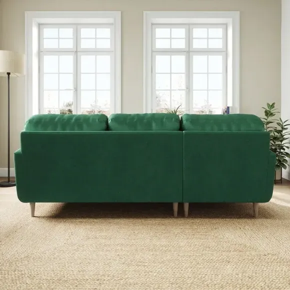 L-Shaped Corner Chaise Sofa - Bottle Green, Velvet