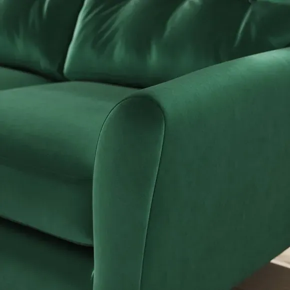 L-Shaped Corner Chaise Sofa - Bottle Green, Velvet