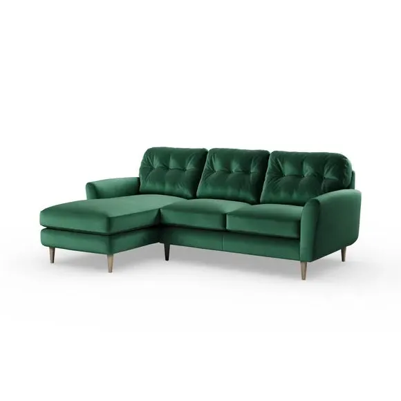 L-Shaped Corner Chaise Sofa - Bottle Green, Velvet