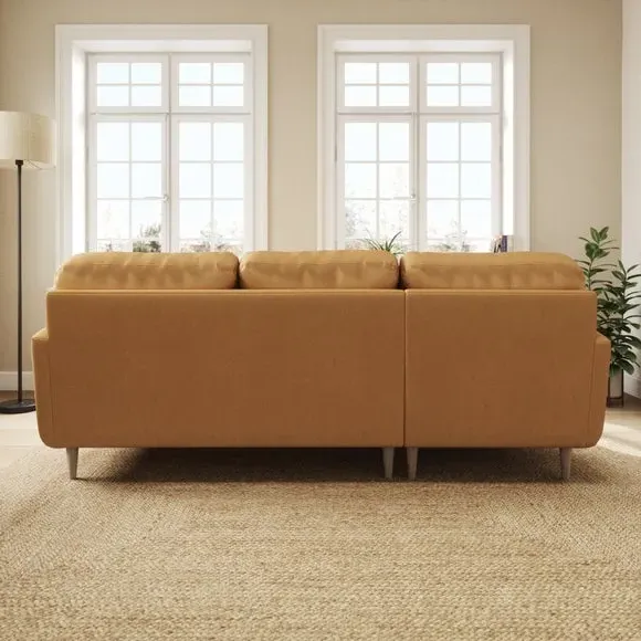 L-Shaped Corner Chaise Sofa - Caramel, Velvet