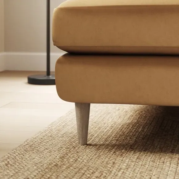 L-Shaped Corner Chaise Sofa - Caramel, Velvet