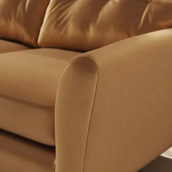 L-Shaped Corner Chaise Sofa - Caramel, Velvet