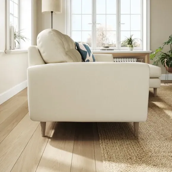 L-Shaped Corner Chaise Sofa - Champagne, Velvet