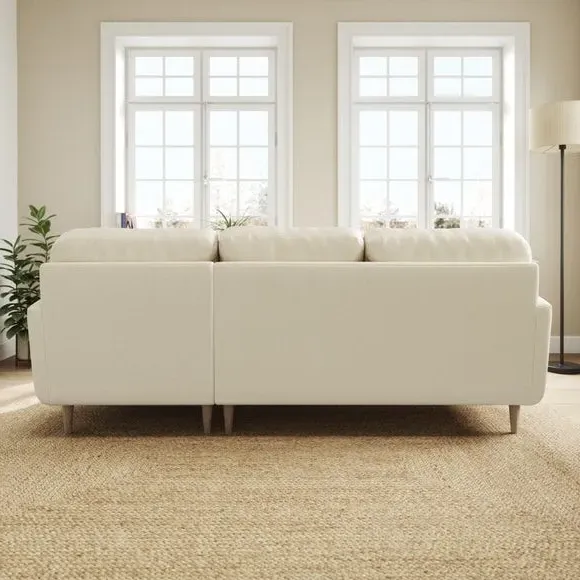 L-Shaped Corner Chaise Sofa - Champagne, Velvet