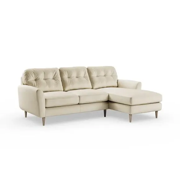 L-Shaped Corner Chaise Sofa - Champagne, Velvet