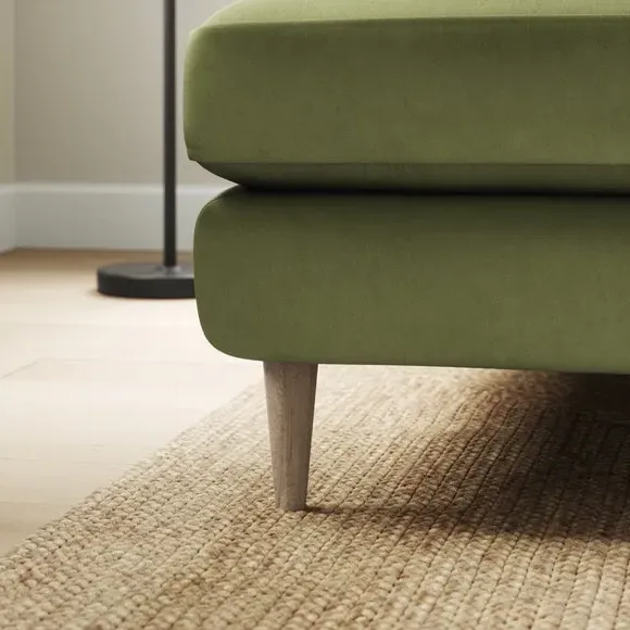 L-Shaped Corner Chaise Sofa - Dark Olive, Velvet
