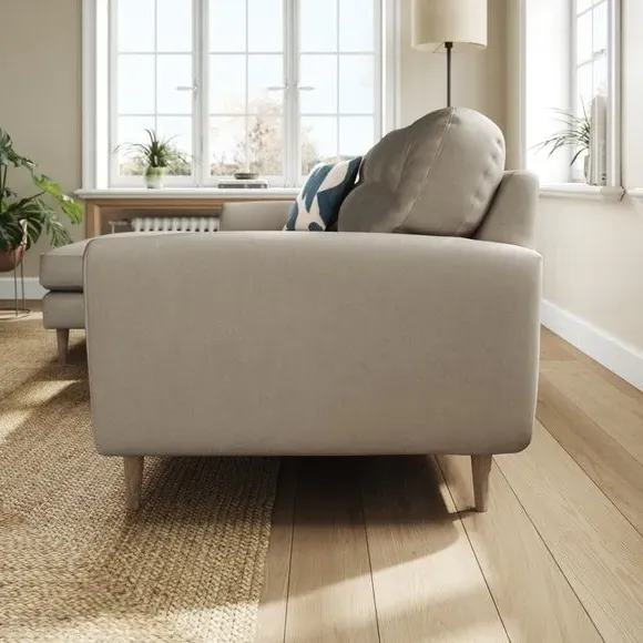 L-Shaped Corner Chaise Sofa - Grey, Velvet