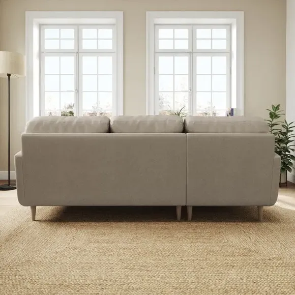L-Shaped Corner Chaise Sofa - Grey, Velvet