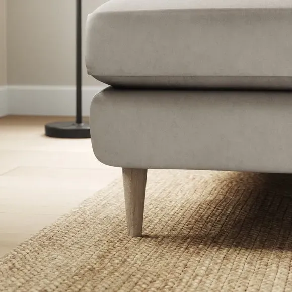 L-Shaped Corner Chaise Sofa - Grey, Velvet