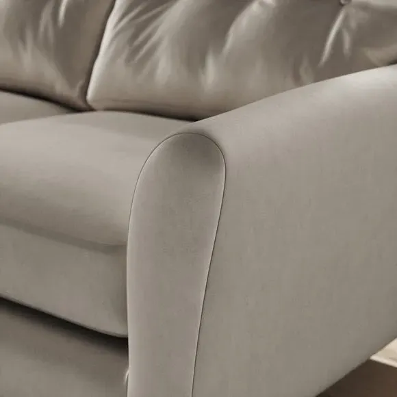 L-Shaped Corner Chaise Sofa - Grey, Velvet