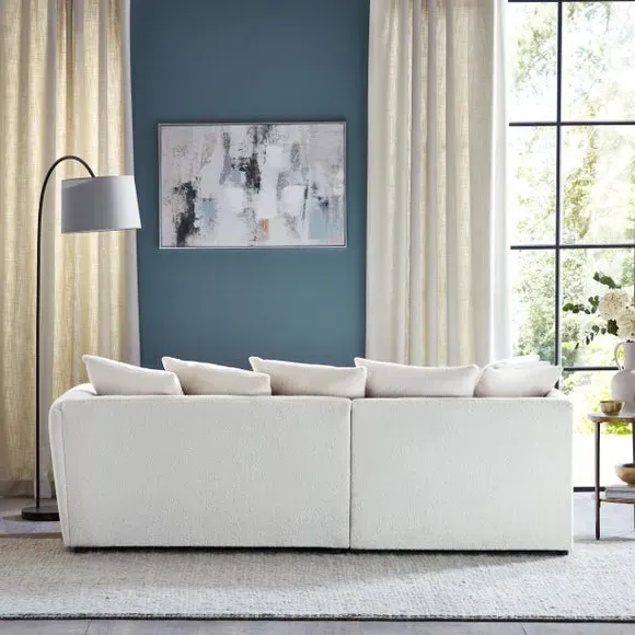 L-Shaped Corner Chaise Sofa - Ivory, Sherpa