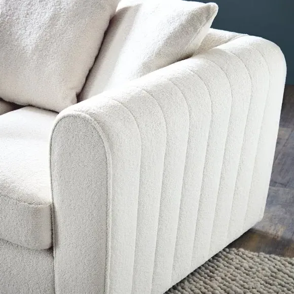 L-Shaped Corner Chaise Sofa - Ivory, Sherpa