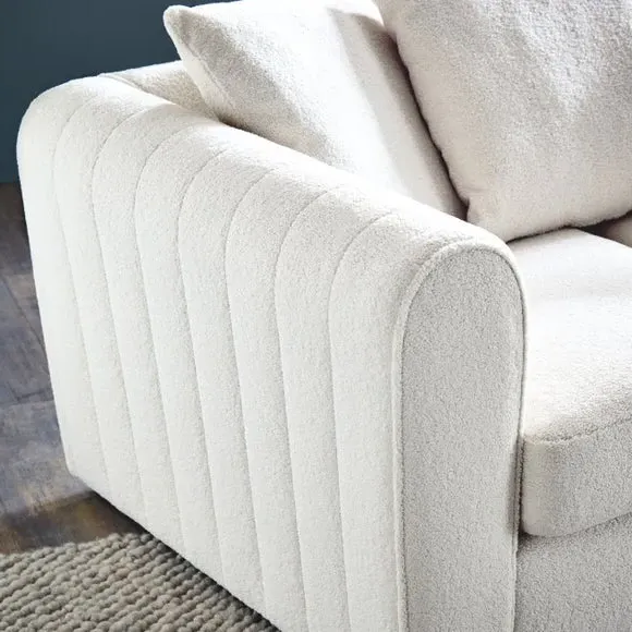 L-Shaped Corner Chaise Sofa - Ivory, Sherpa