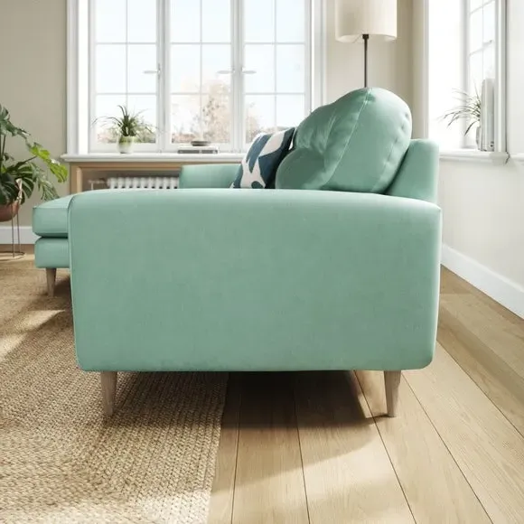 L-Shaped Corner Chaise Sofa - Mineral, Velvet