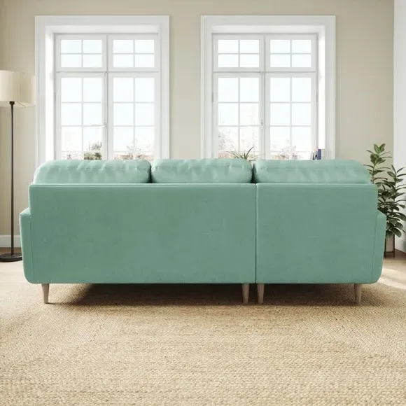 L-Shaped Corner Chaise Sofa - Mineral, Velvet