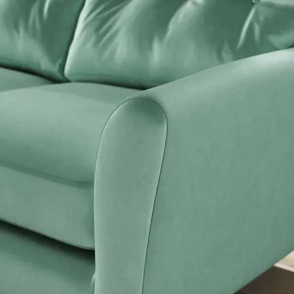 L-Shaped Corner Chaise Sofa - Mineral, Velvet