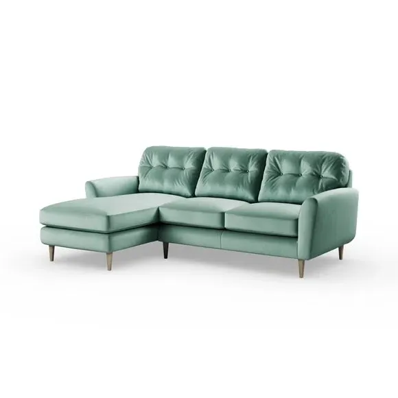 L-Shaped Corner Chaise Sofa - Mineral, Velvet