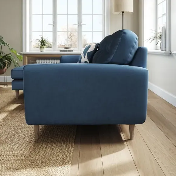 L-Shaped Corner Chaise Sofa - Navy, Velvet