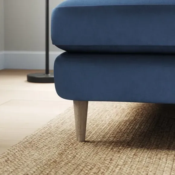 L-Shaped Corner Chaise Sofa - Navy, Velvet