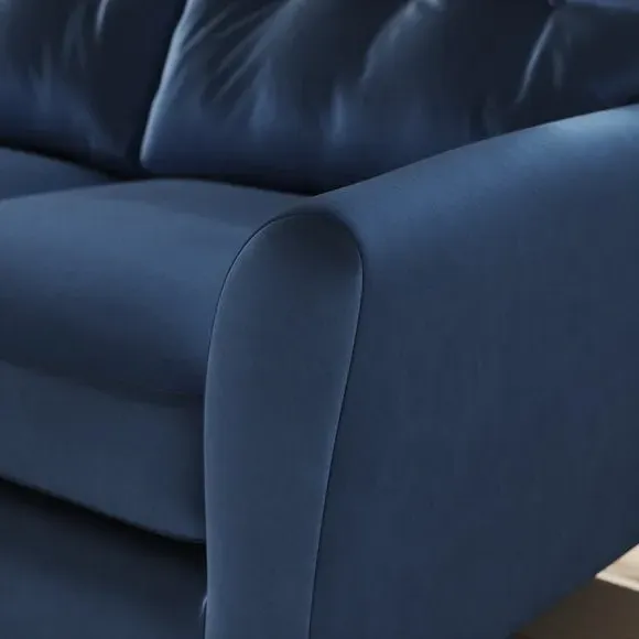 L-Shaped Corner Chaise Sofa - Navy, Velvet
