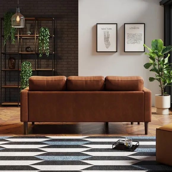 L-Shaped Corner Chaise Sofa - Tan, Faux Leather