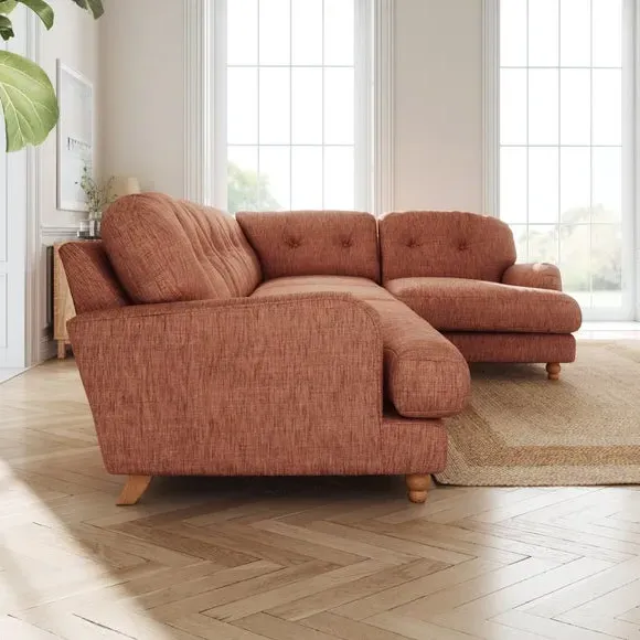 L-Shaped Corner Sofa 4-Seater - Clay, Faux Linen