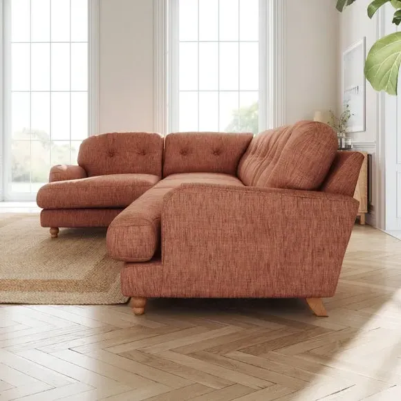 L-Shaped Corner Sofa 4-Seater - Clay, Faux Linen
