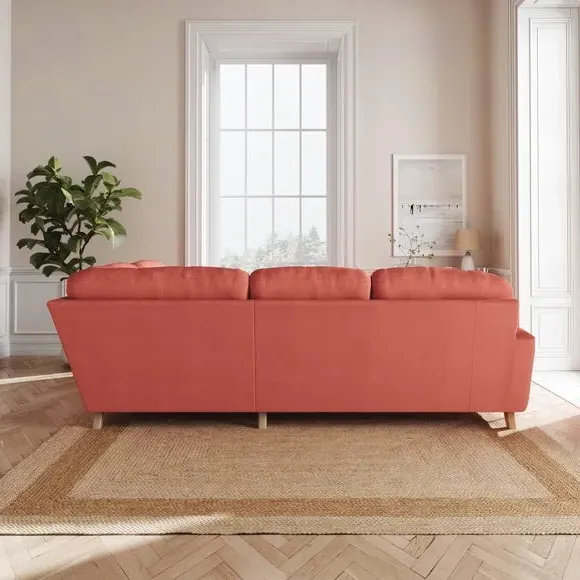 L-Shaped Corner Sofa 4-Seater - Coral, Velvet