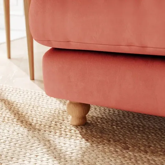 L-Shaped Corner Sofa 4-Seater - Coral, Velvet