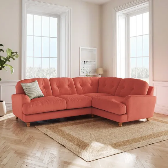 L-Shaped Corner Sofa 4-Seater - Coral, Velvet image
