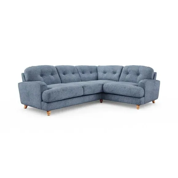 L-Shaped Corner Sofa 4-Seater - Denim, Faux Linen