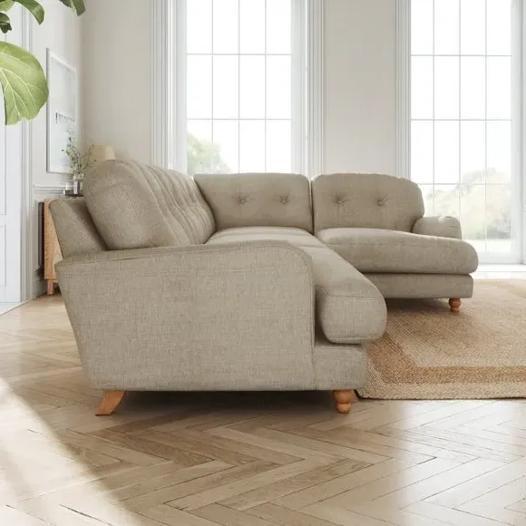 L-Shaped Corner Sofa 4-Seater - Mole, Faux Linen