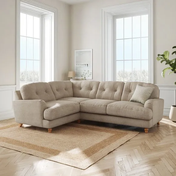 L-Shaped Corner Sofa 4-Seater - Mole, Faux Linen