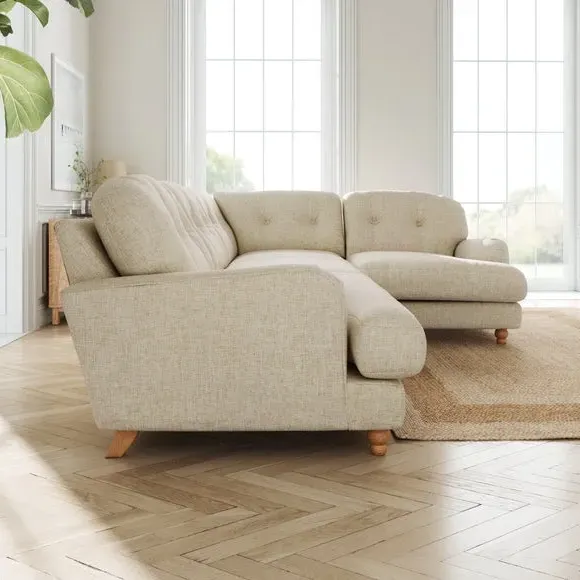 L-Shaped Corner Sofa 4-Seater - Natural, Faux Linen