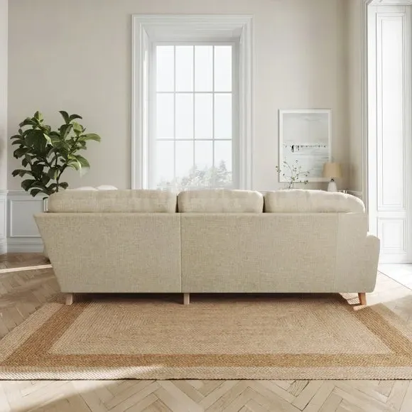 L-Shaped Corner Sofa 4-Seater - Natural, Faux Linen