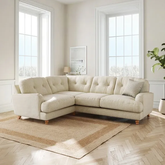 L-Shaped Corner Sofa 4-Seater - Natural, Faux Linen