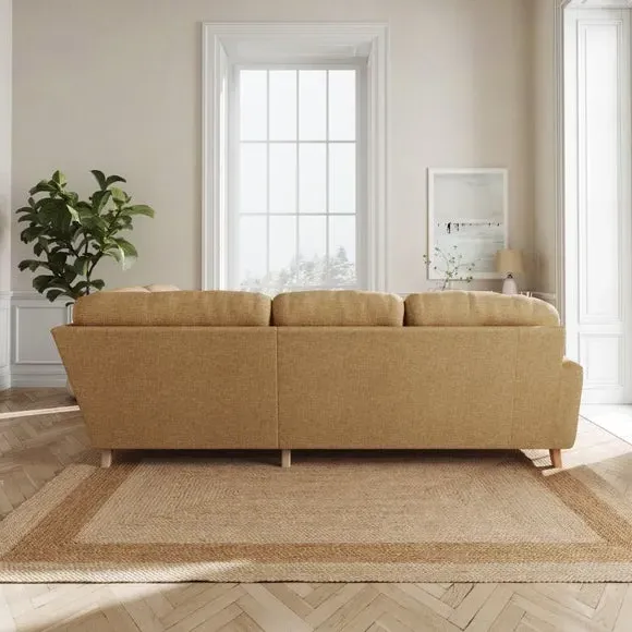 L-Shaped Corner Sofa 4-Seater - Ochre, Faux Linen