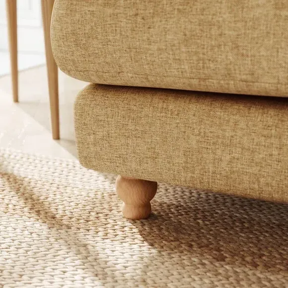 L-Shaped Corner Sofa 4-Seater - Ochre, Faux Linen