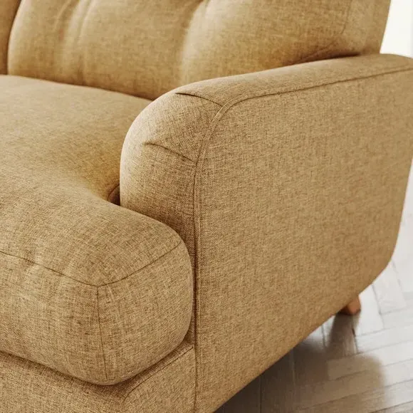 L-Shaped Corner Sofa 4-Seater - Ochre, Faux Linen