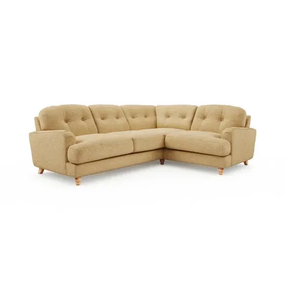 L-Shaped Corner Sofa 4-Seater - Ochre, Faux Linen