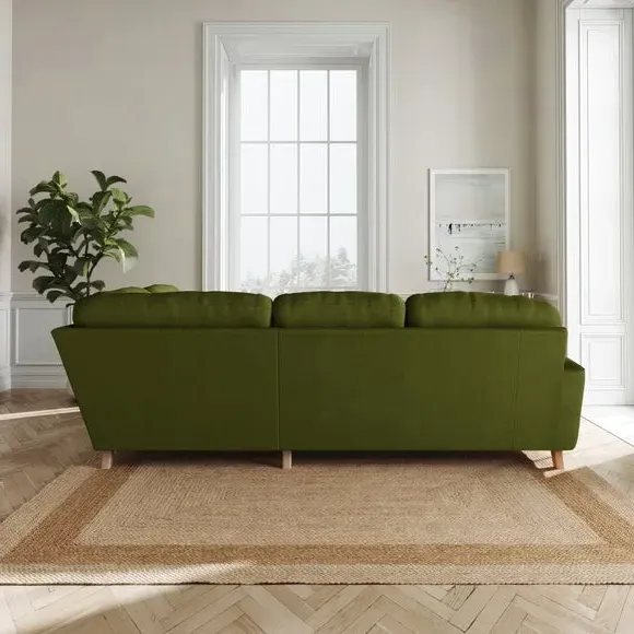 L-Shaped Corner Sofa 4-Seater - Olive, Velvet
