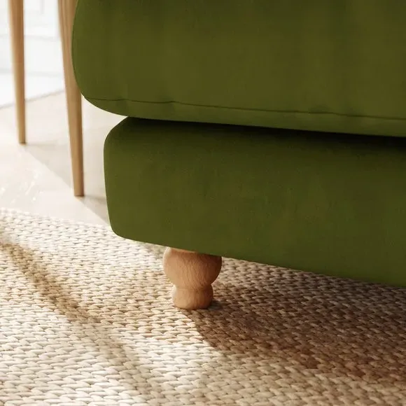 L-Shaped Corner Sofa 4-Seater - Olive, Velvet