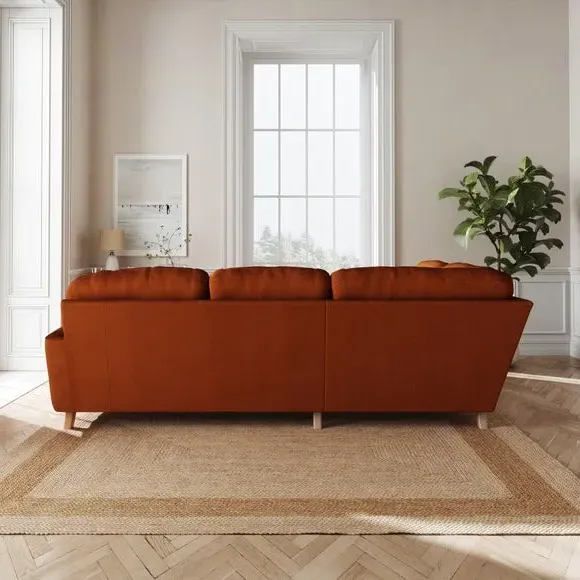 L-Shaped Corner Sofa 4-Seater - Orange, Velvet