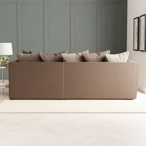 L-Shaped Corner Sofa with Chaise - Brown, Faux Leather
