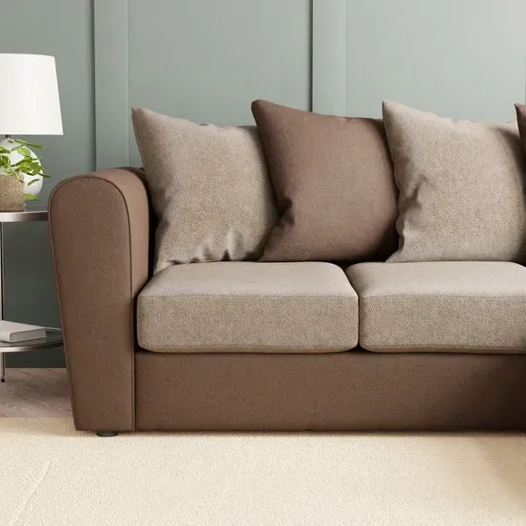L-Shaped Corner Sofa with Chaise - Brown, Faux Leather
