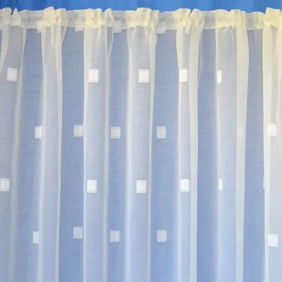 Lace Net Curtain Fabric Slot Top - White