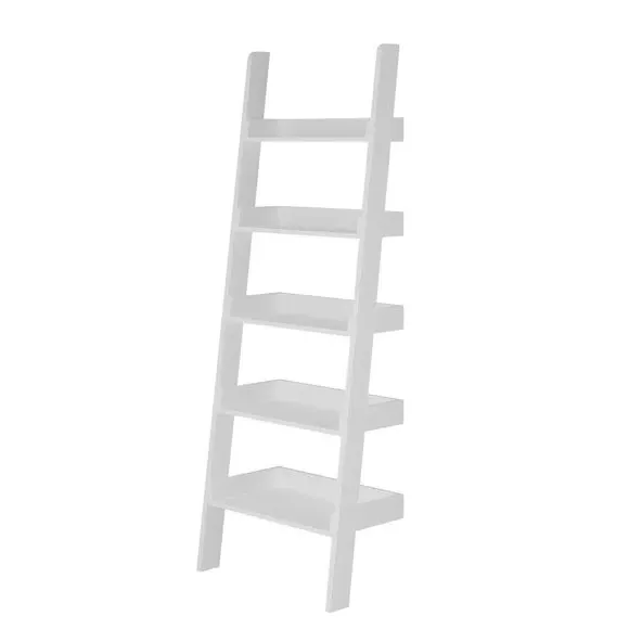 Ladder Bookcase with 5 Shelves - White